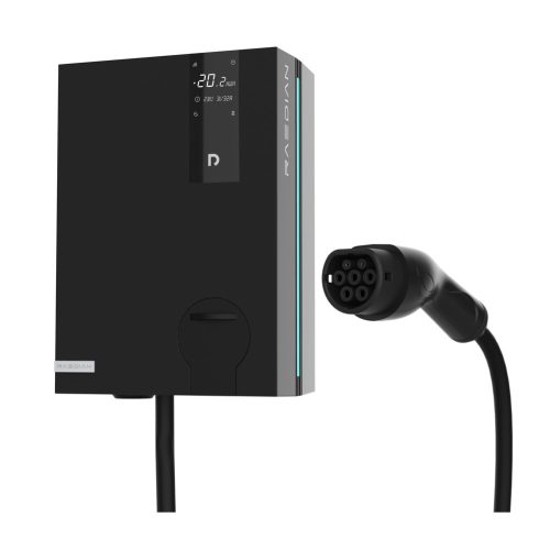 Raedian NEO 11kW AC Wallbox - Încărcător electric de perete auto | 11kW - 3x16A | Cablu tip 2 | Aplicație și control card RFID - Negru